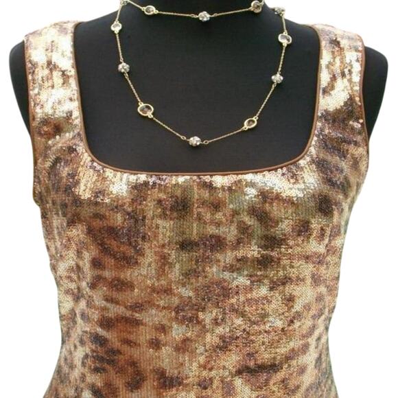 Cache Animal Print Sequin Encrusted Open Back Event Dress Lined New $158 NWT - Picture 5 of 7